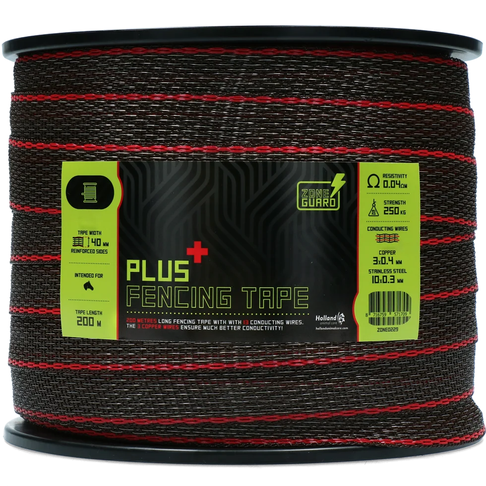 Bandă pentru gard electric 40 mm, maro, cu margini întărite, 200 m – ZoneGuard Plus - imagine 1