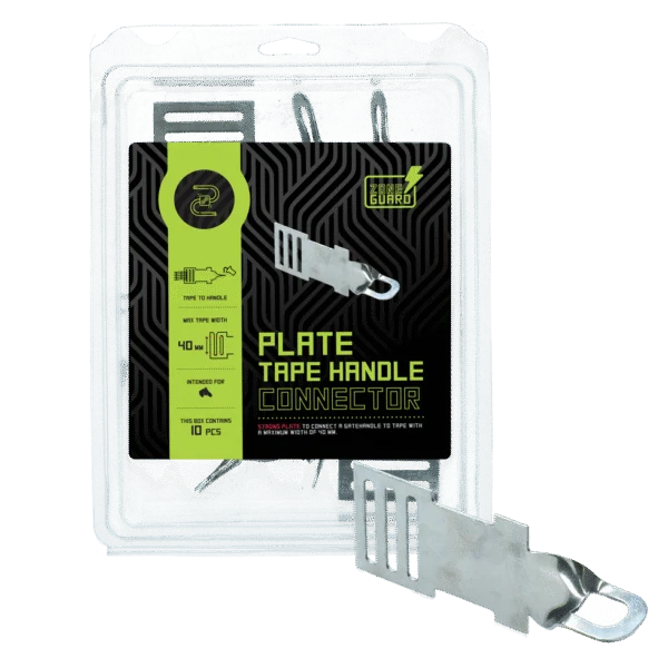 Conector ZoneGuard pentru bandă și mâner de poartă, din inox, până la 40 mm, 10 bucăți