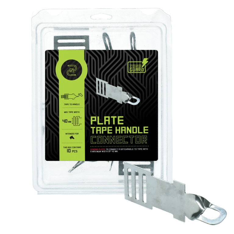 Conector ZoneGuard pentru bandă și mâner de poartă, din inox, până la 40 mm, 10 bucăți