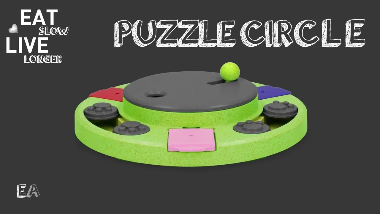 Puzzle pentru câini pentru boabe și recompense, cu piciorușe antiderapante – Eat Slow Live Longer Puzzle Circle - imagine 2