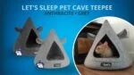 Tipi din pâslă pentru pisici, cu pernă, 50 x 45 cm, gri – Let's Sleep Pet Cave TeePee - imagine 5